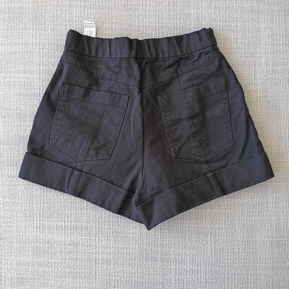 ZARA Women’s Black Denim High-Waisted Tapered Shorts – Zip Front Size XS - Picture 2 of 5